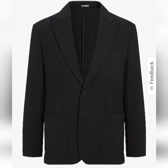 Slim Black Stretch Cotton Blend Knit Suit Jacket - Picture 5 of 7